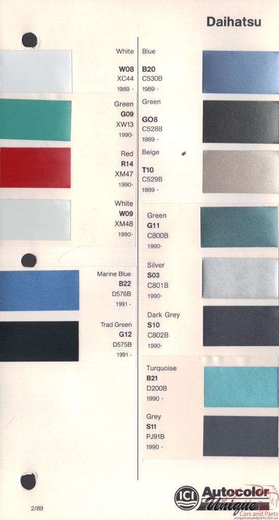 1989-94 Daihatsu Paint Charts Autocolor